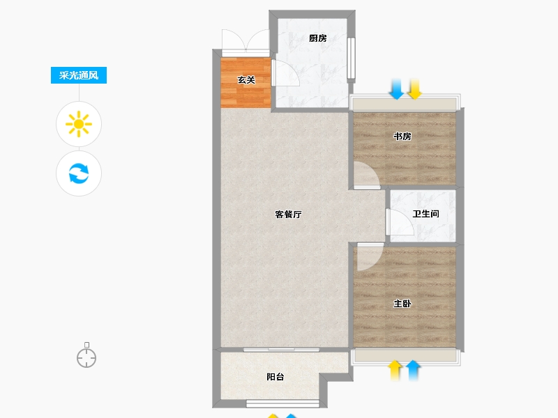 河南省-郑州市-华润紫云府云景80m²-63.99-户型库-采光通风