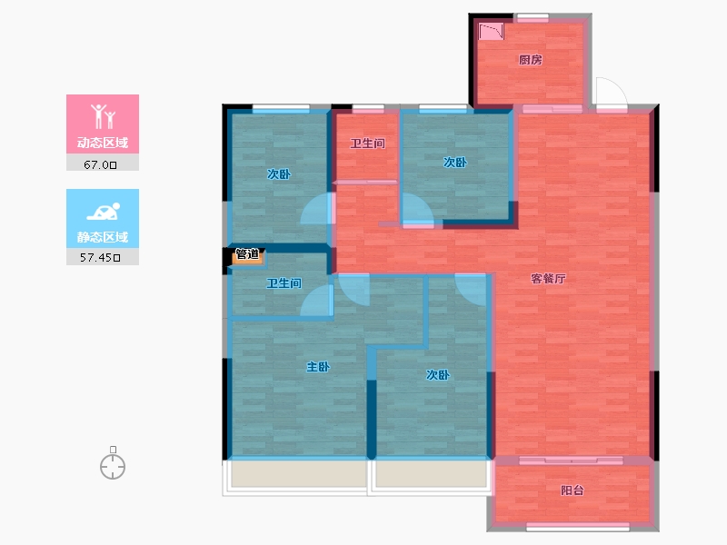 河南省-郑州市-碧桂园天澜1号楼,6号楼,8号楼,9号楼140m²-112.00-户型库-动静分区