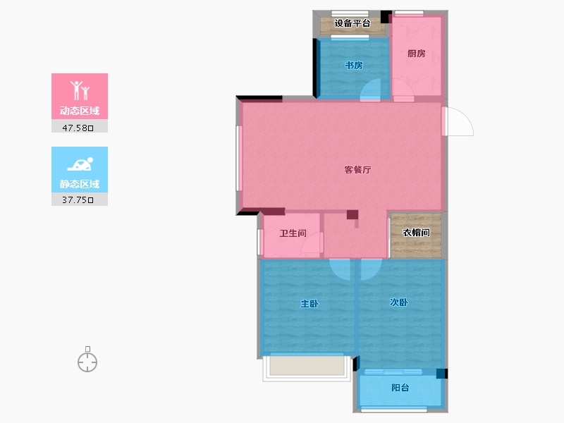 浙江省-绍兴市-大地西城美院-82.39-户型库-动静分区