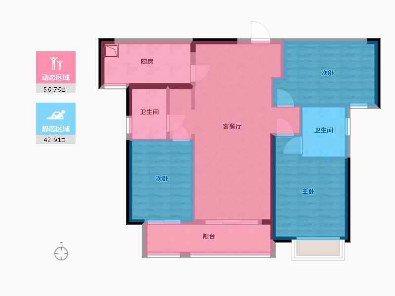 湖北省-武汉市-钰龙旭辉半岛-89.40-户型库-动静分区