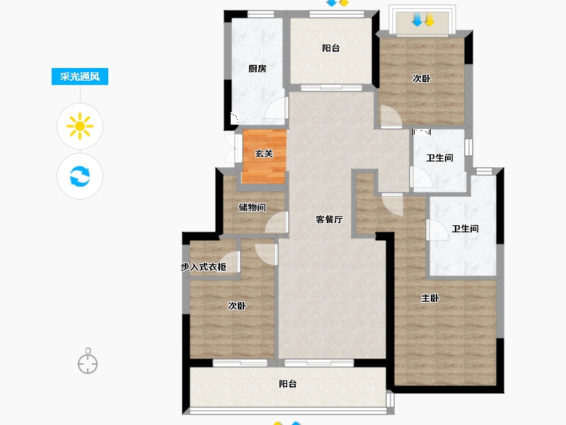 江苏省-常州市-绿城・江南里-103.00-户型库-采光通风