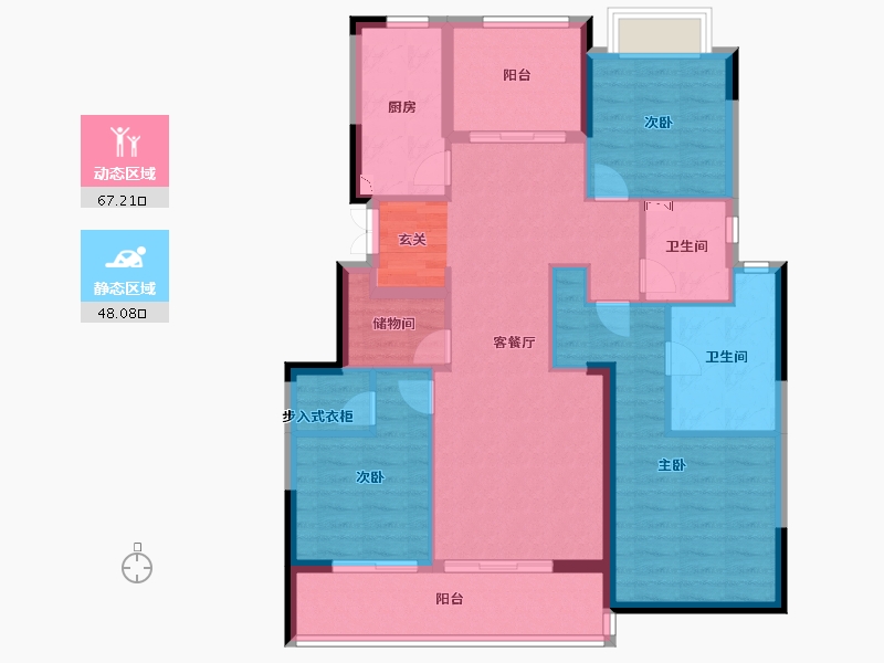 江苏省-常州市-绿城・江南里-103.00-户型库-动静分区