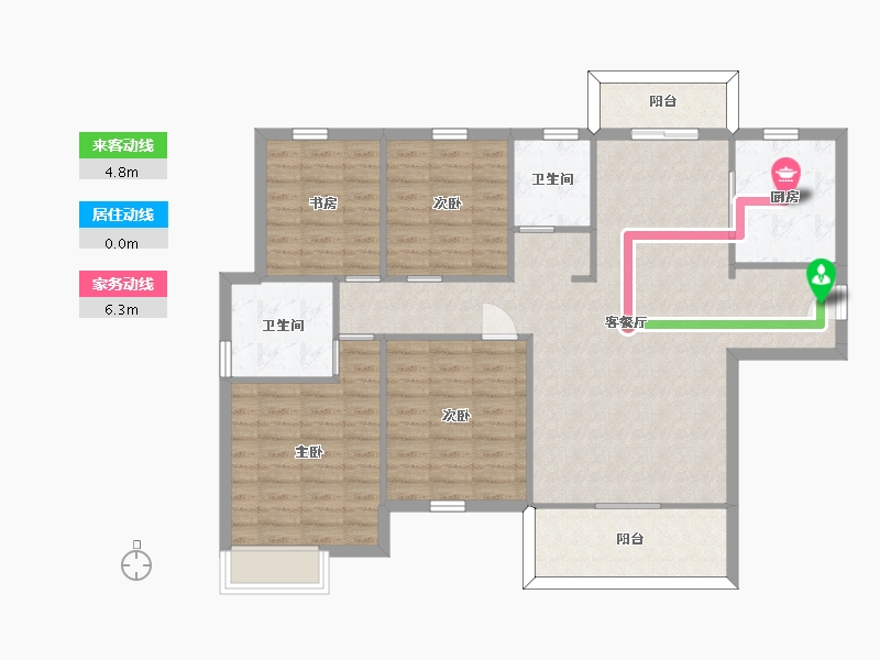 湖南省-长沙市-中建璟和城16，20，19号楼A1户型143m²-109.91-户型库-动静线