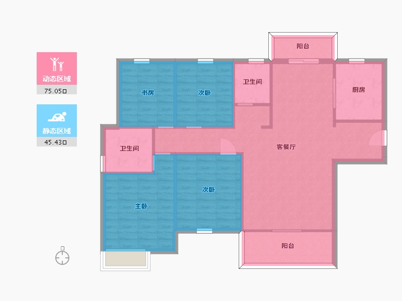 湖南省-长沙市-中建璟和城16，20，19号楼A1户型143m²-109.91-户型库-动静分区