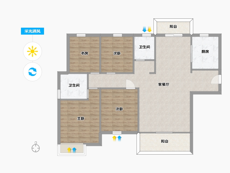 湖南省-长沙市-中建璟和城16，20，19号楼A1户型143m²-109.91-户型库-采光通风