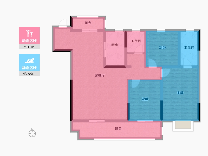 河南省-郑州市-金科旭辉・滨河赋-102.40-户型库-动静分区