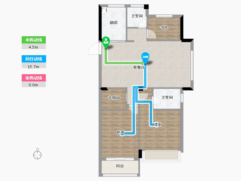 浙江省-绍兴市-大地西城美院-88.86-户型库-动静线