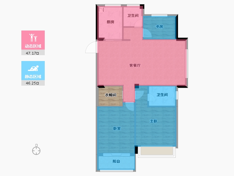 浙江省-绍兴市-大地西城美院-88.86-户型库-动静分区