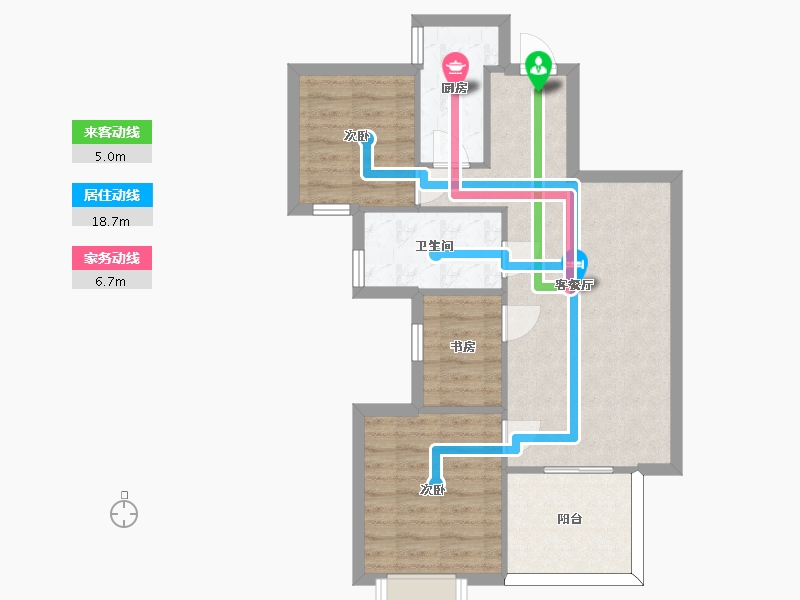 湖南省-长沙市-美的翰城3栋建面88㎡-65.35-户型库-动静线