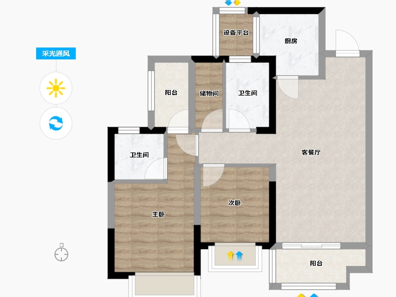 广西壮族自治区-柳州市-融创瀚德融公馆-68.58-户型库-采光通风