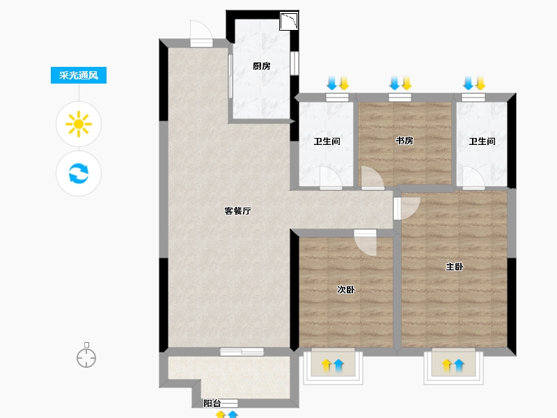 陕西省-榆林市-领航君宸-78.99-户型库-采光通风