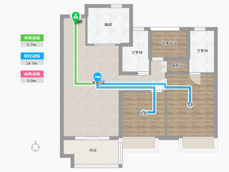 江苏省-苏州市-金科源江筑7,10,11,13栋D户型102m²-86.12-户型库-动静线