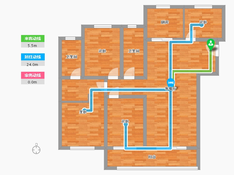 河南省-郑州市-融创城17号地8号楼建面142m2-97.74-户型库-动静线