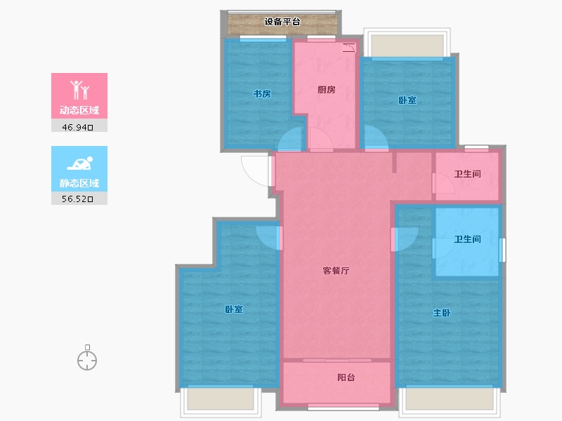 上海-上海市-阳光城中南・翡丽云邸-94.45-户型库-动静分区