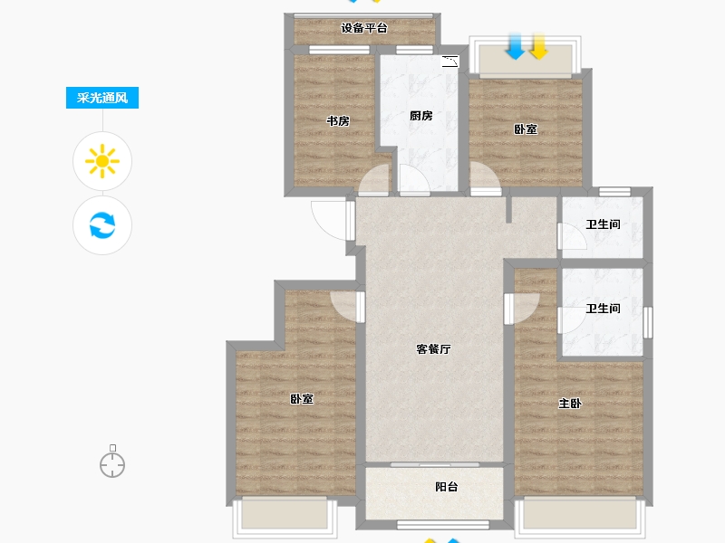 上海-上海市-阳光城中南・翡丽云邸-94.45-户型库-采光通风