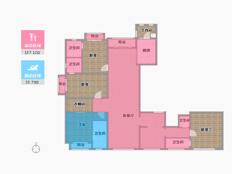 上海-上海市-上海星河湾二期-256.07-户型库-动静分区