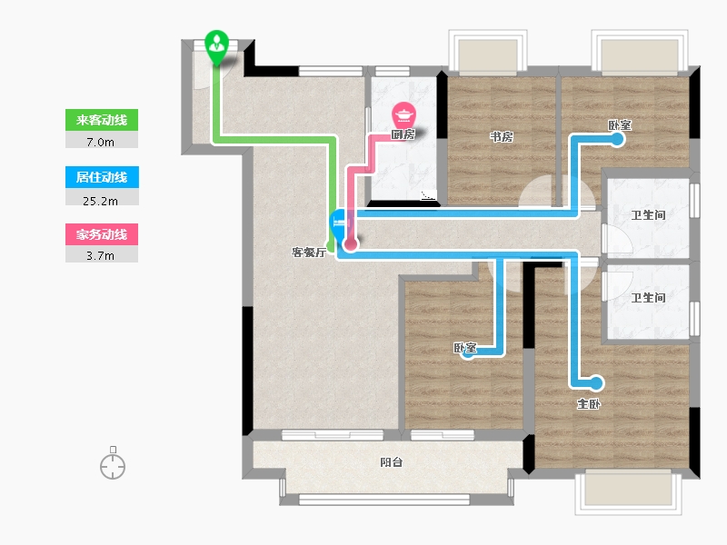 上海-上海市-新西塘孔雀城翡翠天宸-95.50-户型库-动静线