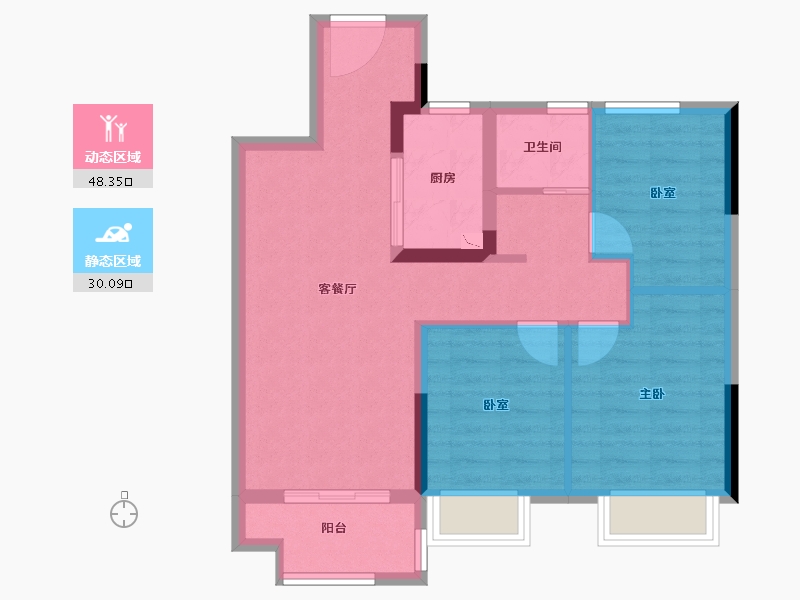 上海-上海市-新西塘孔雀城翡翠天宸-69.79-户型库-动静分区