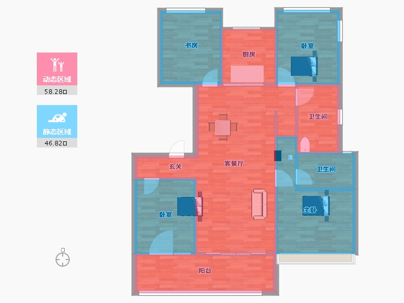 浙江省-杭州市-绿都鉴未来8，12，13，14，15，3号楼-96.00-户型库-动静分区