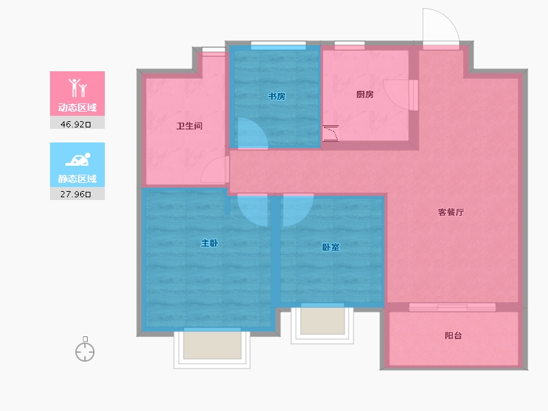 上海-上海市-依云湖-66.63-户型库-动静分区