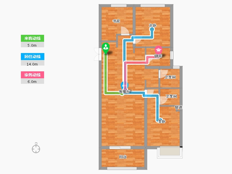 河南省-郑州市-正商河峪洲2号院2　109m²-87.20-户型库-动静线