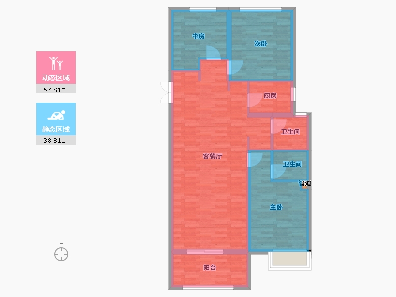 河南省-郑州市-正商河峪洲2号院2　109m²-87.20-户型库-动静分区