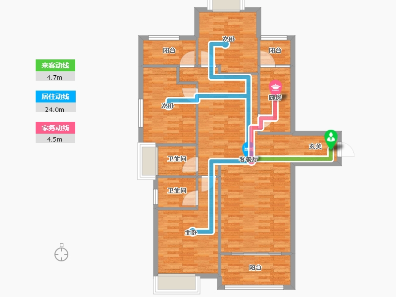 重庆-重庆市-春风十里B户型102m²-98.54-户型库-动静线