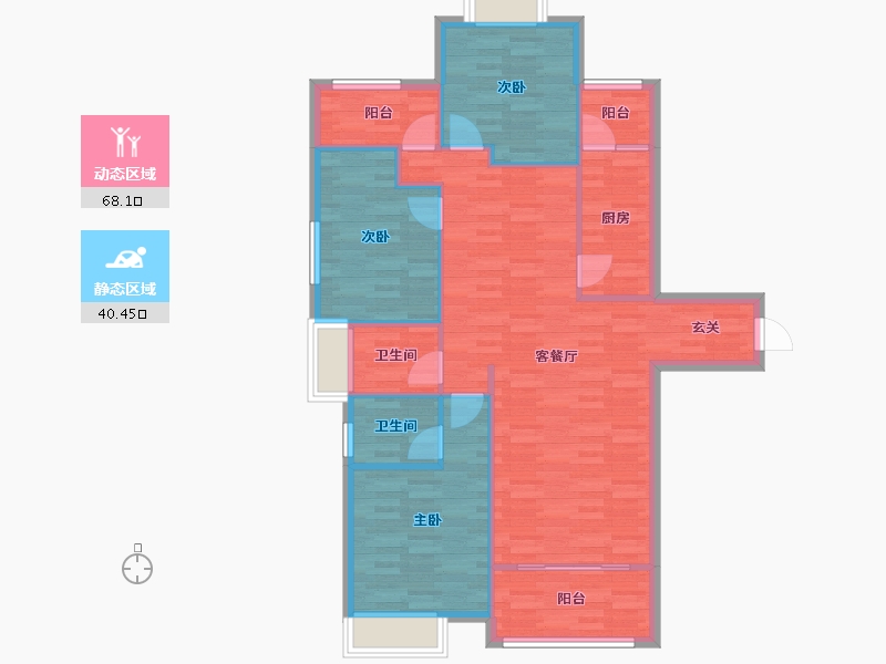 重庆-重庆市-春风十里B户型102m²-98.54-户型库-动静分区