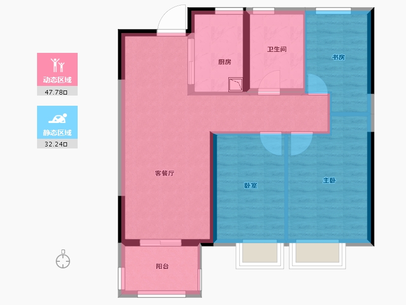 上海-上海市-绿地四季印象-71.57-户型库-动静分区