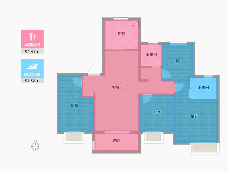 上海-上海市-依云湖-92.37-户型库-动静分区