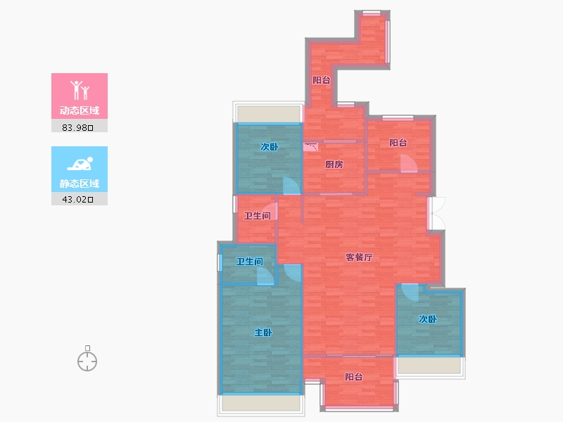 重庆-重庆市-首创天阅嘉陵套内111m²-115.74-户型库-动静分区