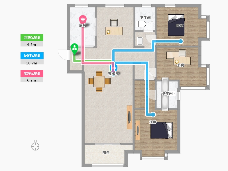 陕西省-西安市-隆基泰和万和郡17号楼136㎡-108.98-户型库-动静线