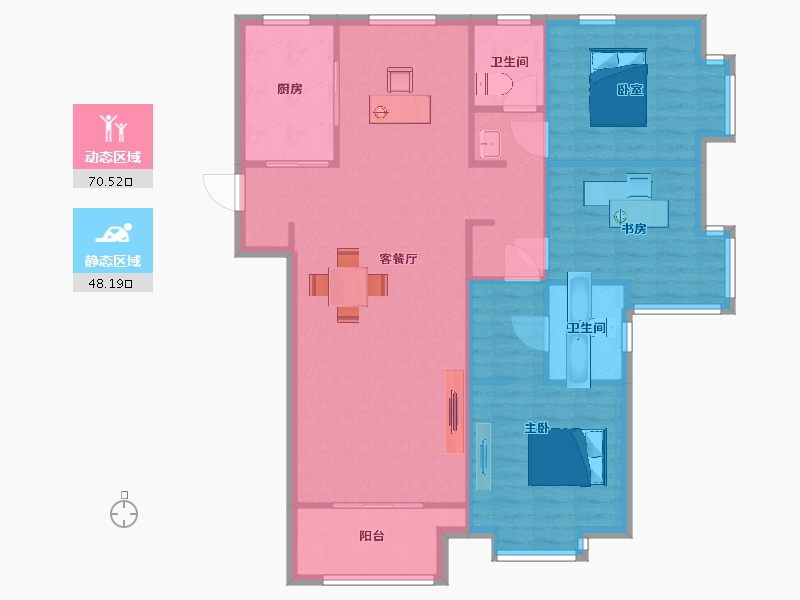 陕西省-西安市-隆基泰和万和郡17号楼136㎡-108.98-户型库-动静分区