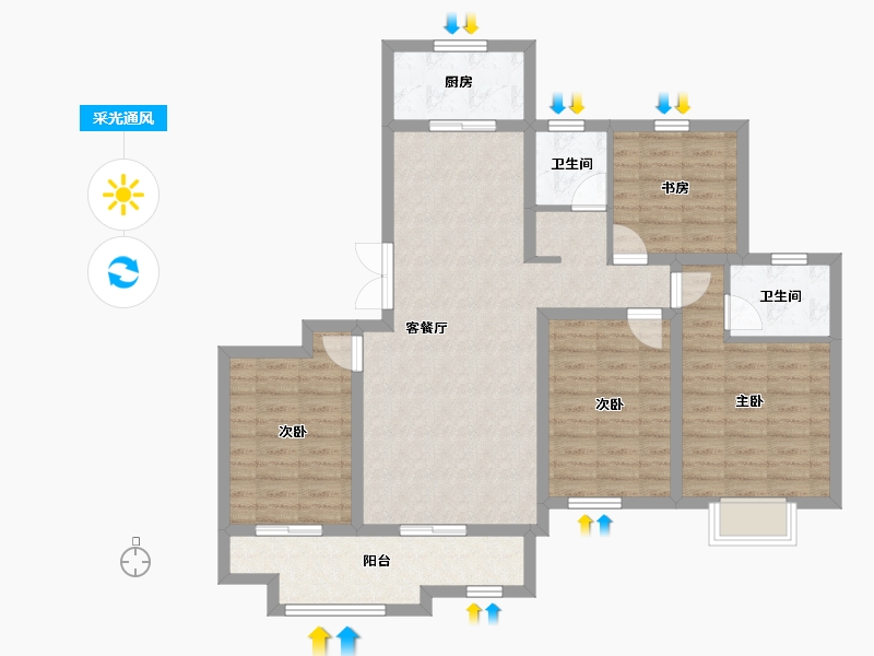 山东省-泰安市-硕园经典-101.26-户型库-采光通风