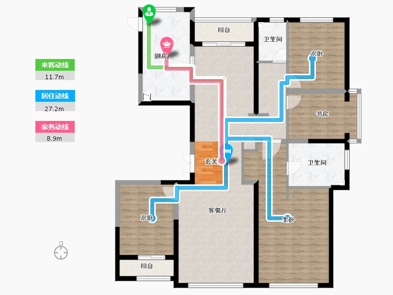 河北省-廊坊市-俪景嘉园-148.44-户型库-动静线