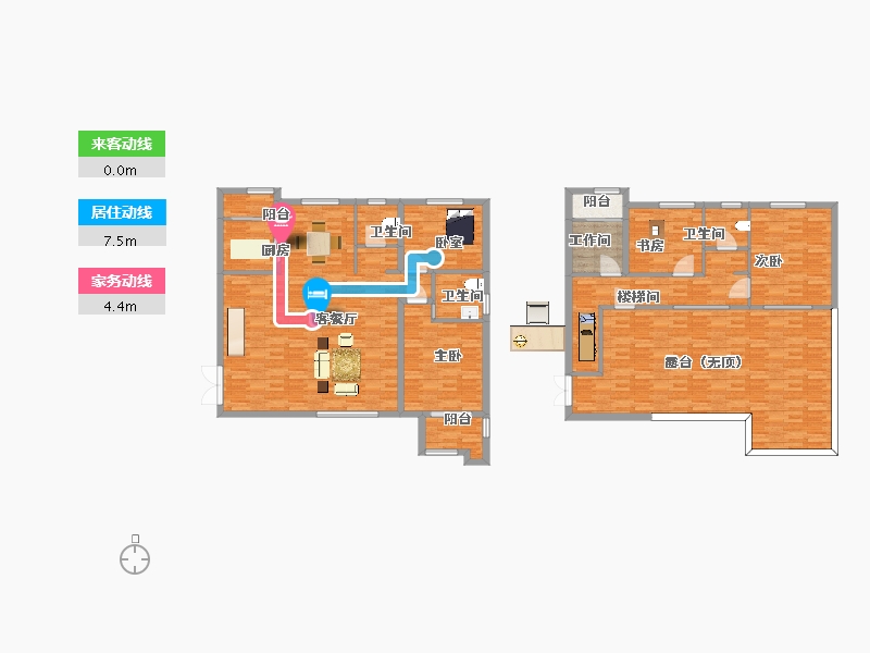 陕西省-西安市-颐合府12号楼,13号楼197㎡-194.97-户型库-动静线