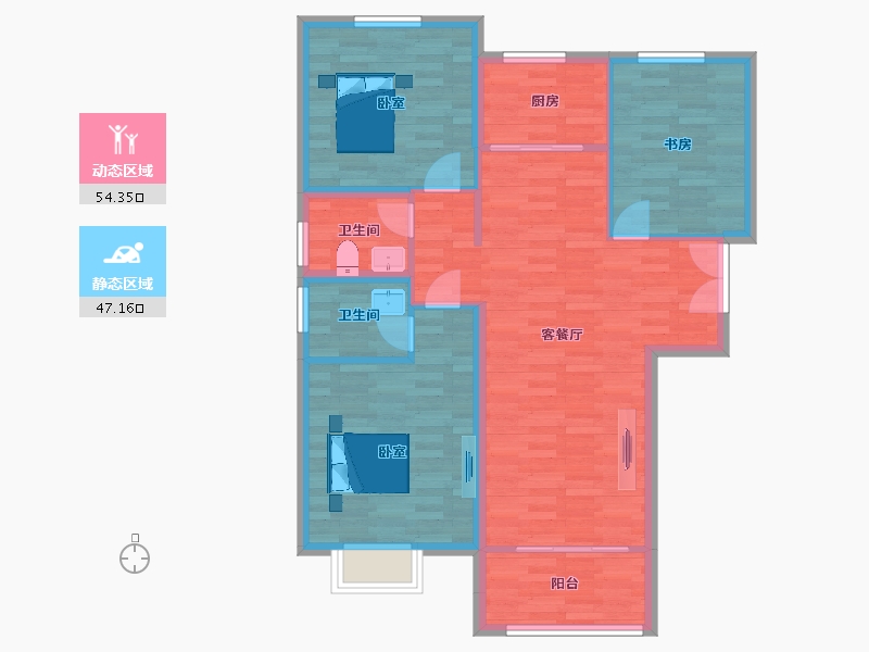 河南省-郑州市-永丰乐城C1户型115m²-92.00-户型库-动静分区