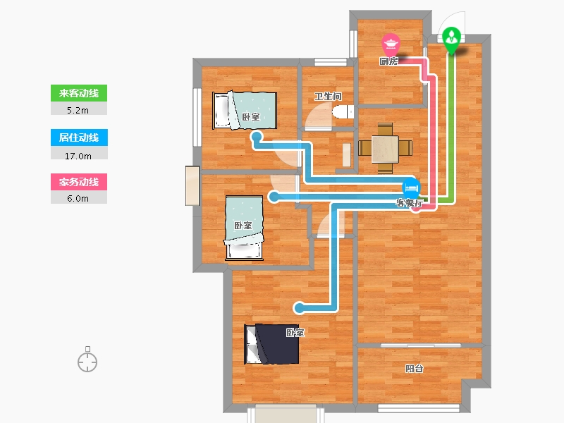 陕西省-西安市-太乙城时光里DK2-2号楼98㎡-77.99-户型库-动静线