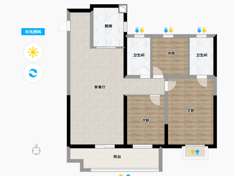 山东省-泰安市-五月风华-95.00-户型库-采光通风