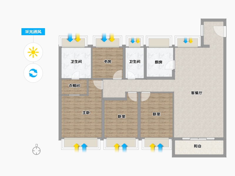 上海-上海市-中海臻如府-124.32-户型库-采光通风