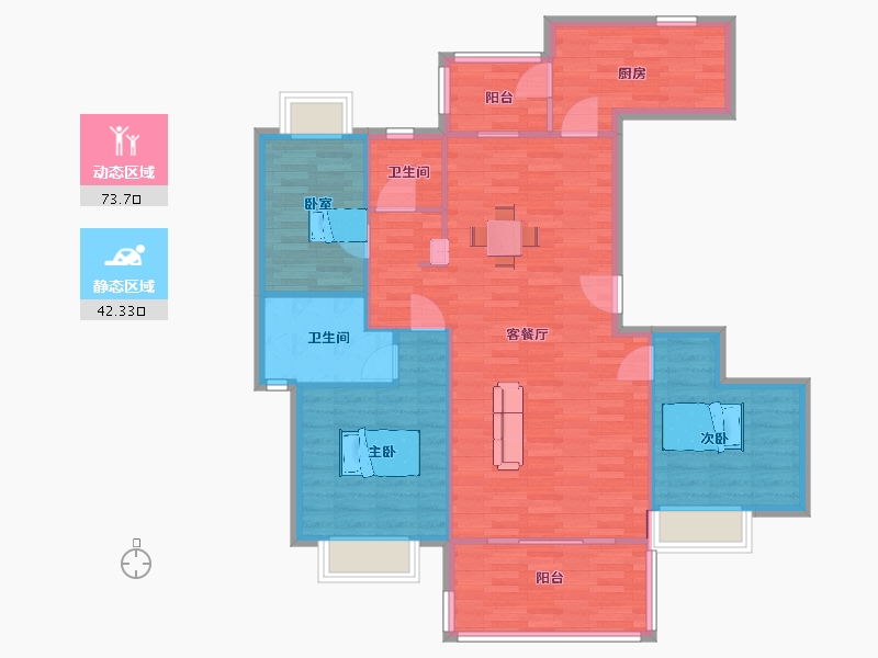 江苏省-南京市-恒大林溪郡12幢,2幢132㎡-106.02-户型库-动静分区