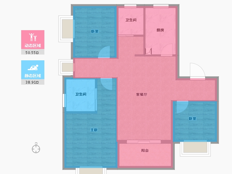 上海-上海市-东原碧桂园-80.21-户型库-动静分区