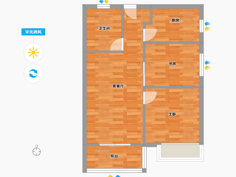 河南省-郑州市-融侨悦澜庭北院9号楼67m²-53.60-户型库-采光通风