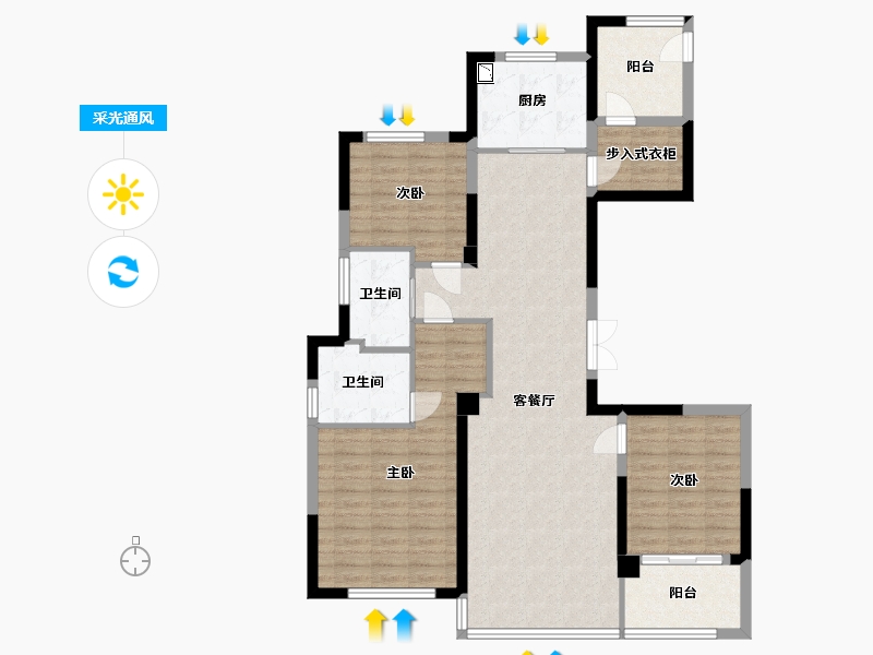 浙江省-嘉兴市-招商雍景湾-110.00-户型库-采光通风