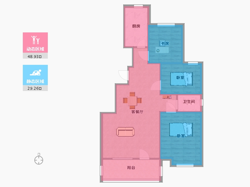 山东省-青岛市-天泰幸福里1，7，8号楼89m²-71.20-户型库-动静分区