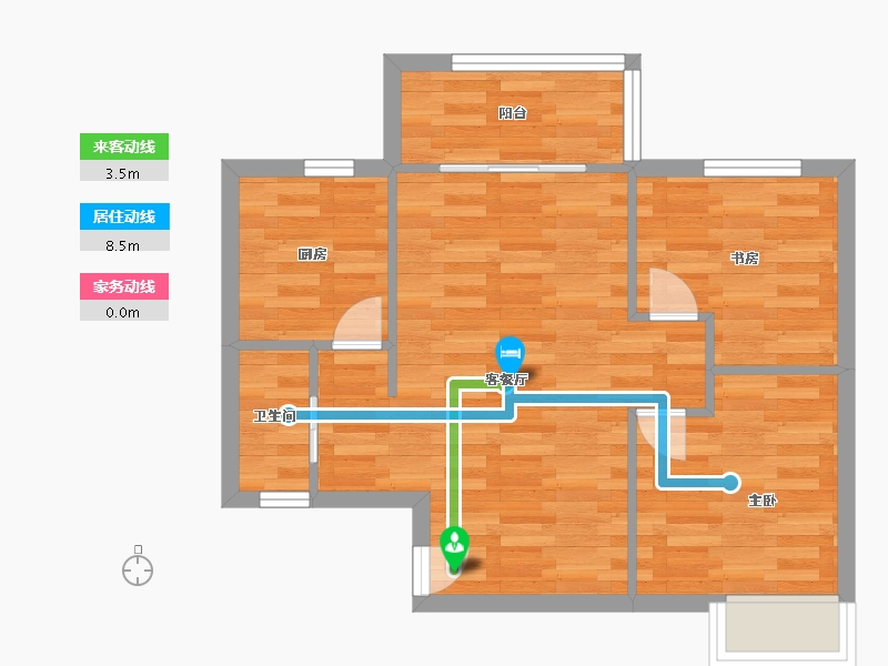 河南省-郑州市-融侨悦澜庭北院9号楼67m²-53.60-户型库-动静线