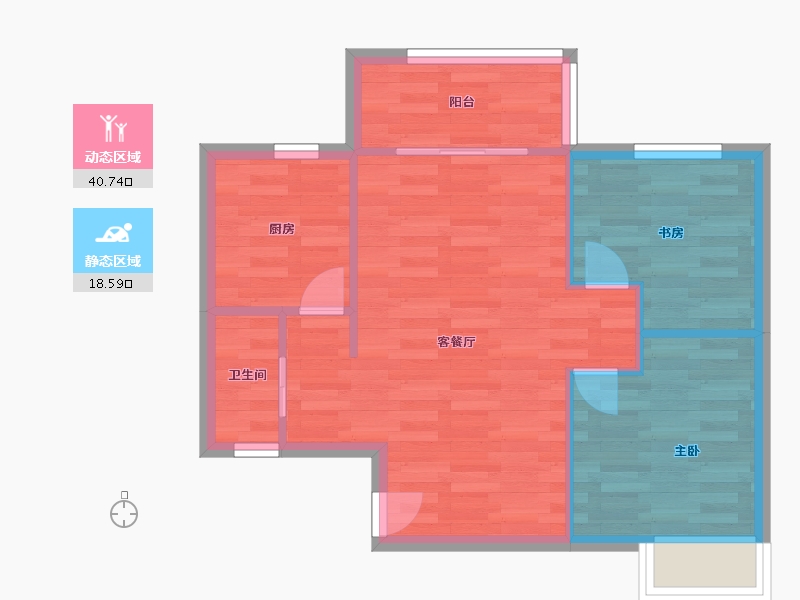 河南省-郑州市-融侨悦澜庭北院9号楼67m²-53.60-户型库-动静分区