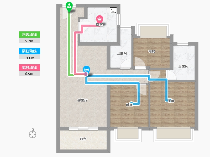 上海-上海市-禹洲雍锦府-71.71-户型库-动静线