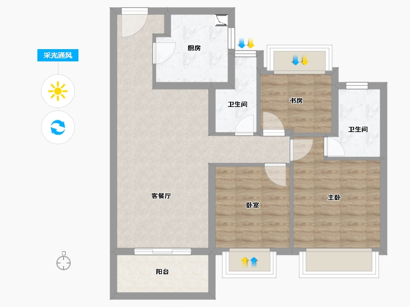 上海-上海市-禹洲雍锦府-71.71-户型库-采光通风