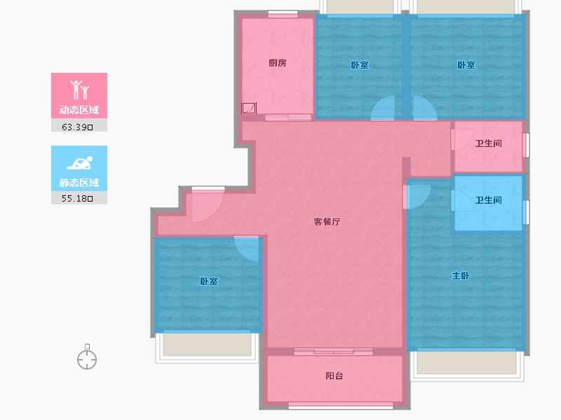 上海-上海市-大华朗香��园-107.10-户型库-动静分区